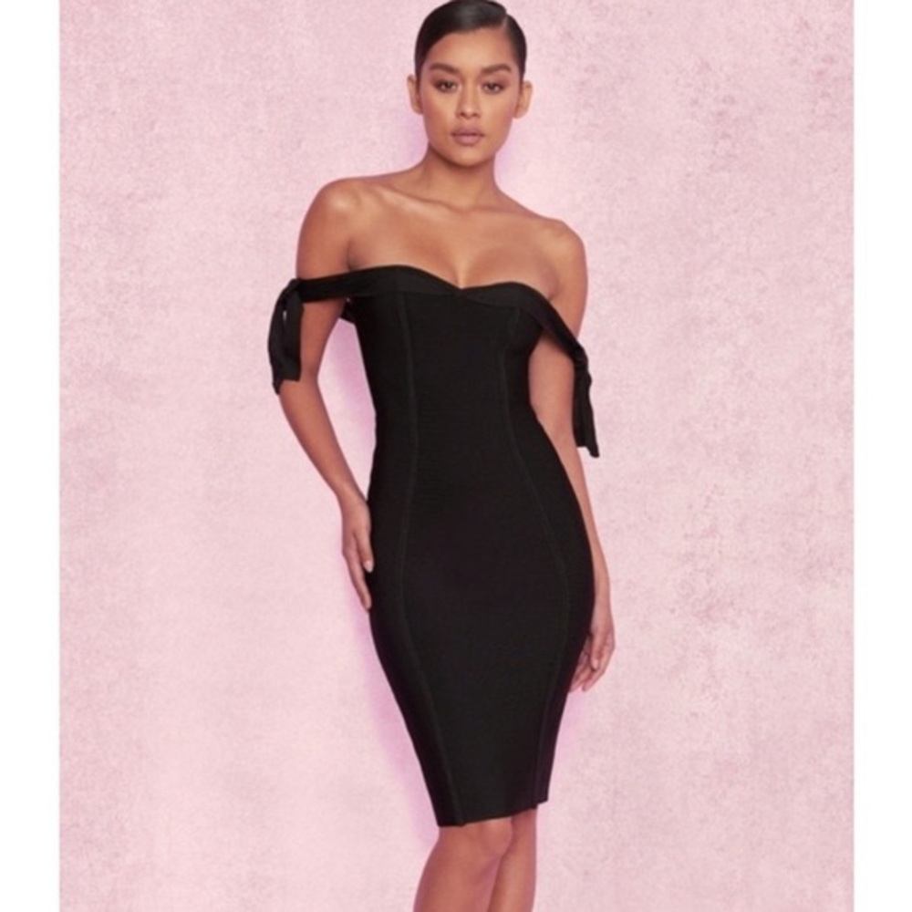 House of CB Black Off The Shoulder Bandage Dress